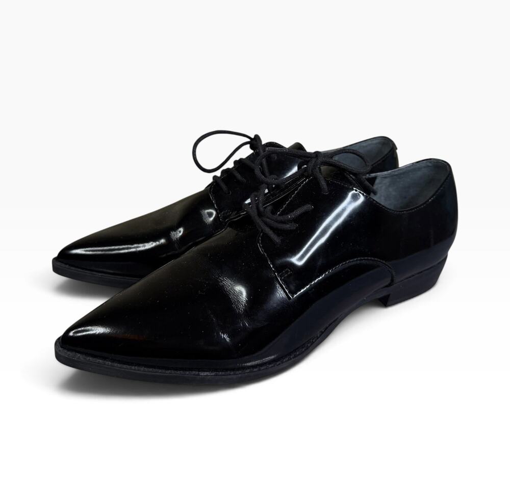 Marc Fisher LTD Black Patent Leather Pointed Toe Oxford Shoes US 8